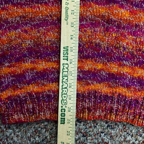 Ramy Brook NY Pink Orange Metallic Striped Chunky LS Turtleneck Sweater Size S - Picture 12 of 12